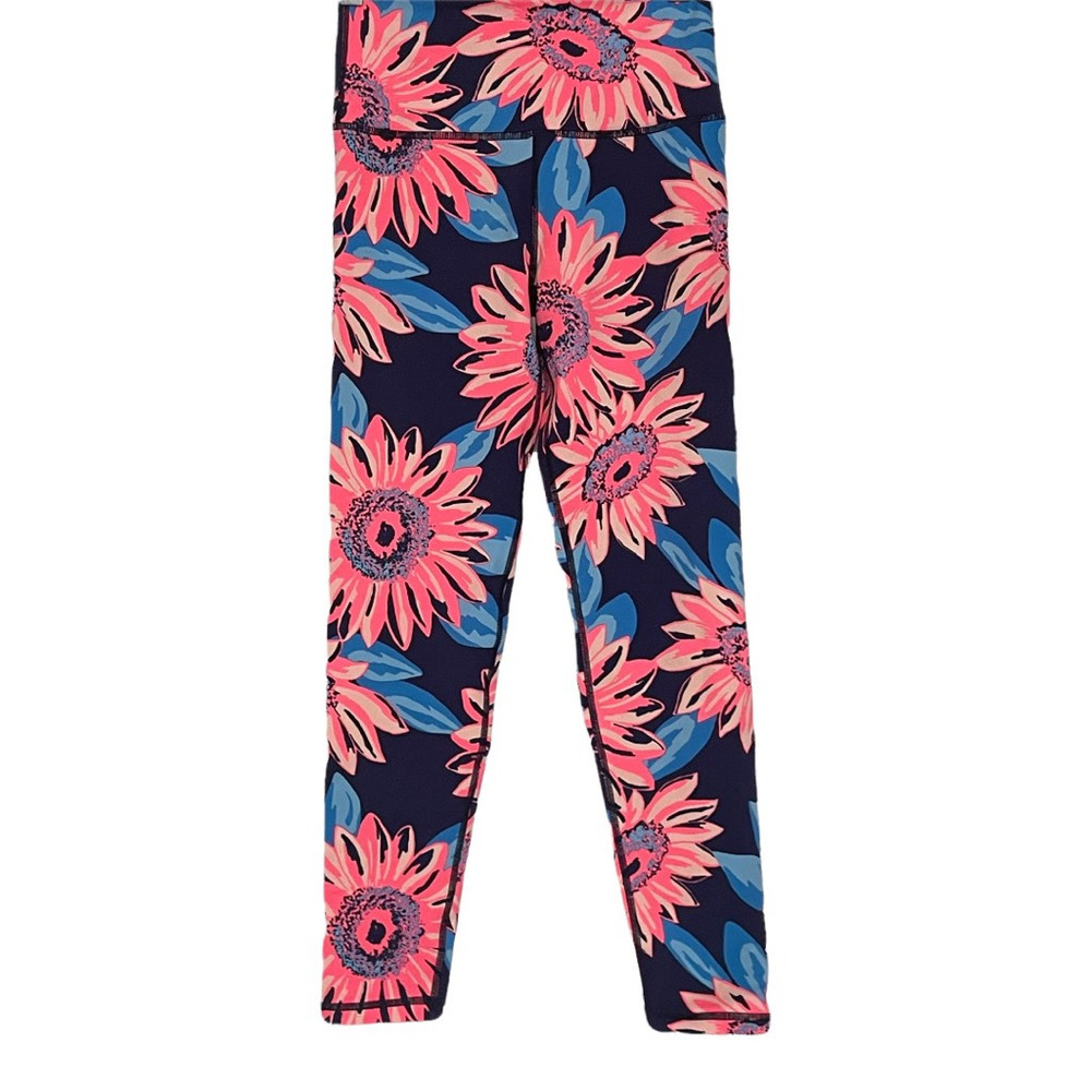 Aerie Womens Legging Pants Blue Pink Floral Elastic Waist Pull-On Small